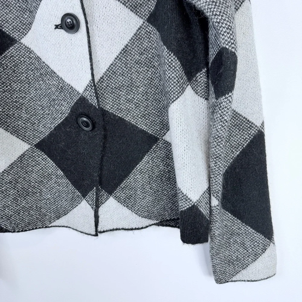 Cynthia Rowley Harlequin Faux Fur Collar Cardigan Size Large - Picture 4 of 8